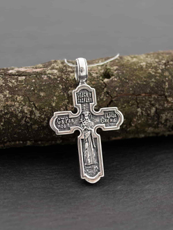 Крест православный "Христос и Елена" из серебра
