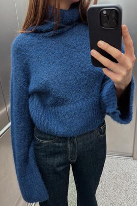 ZARA СВИТЕР ИЗ МЯГКОГО ТРИКОТАЖА, ГОЛУБОВАТЫЙ