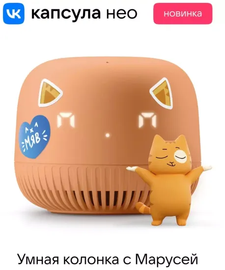 Умная колонка VK Капсула Нео (с часами), оранжевый