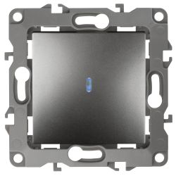 12-1102-12 ЭРА Выключатель с подсветкой, 10АХ-250В, IP20, Эра12, графит | Эра 12 Графит