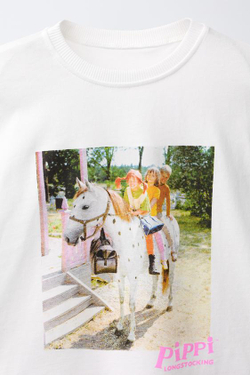 ZARA ФУТБОЛКА «ПЕППИ ДЛИННЫЙЧУЛОК» © ASTRID LINDGREN COMPANY, БЕЛЫЙ