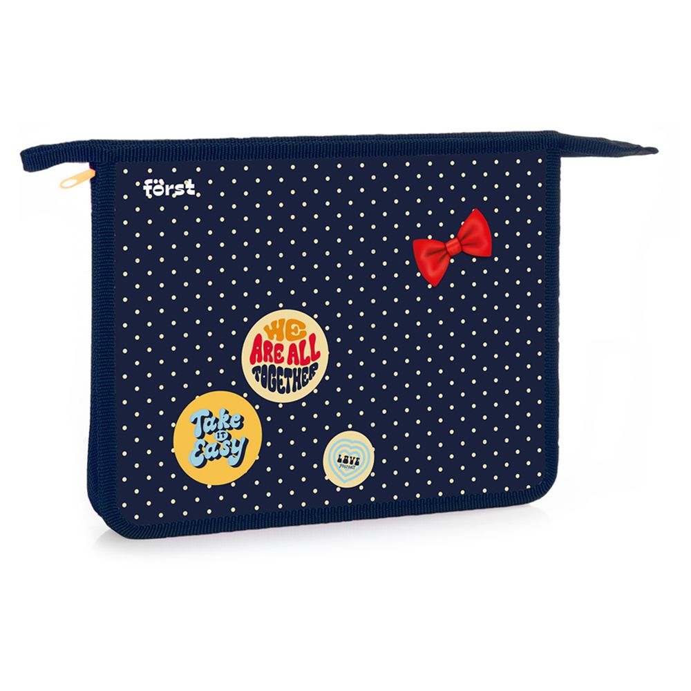 Папка для тетрадей 1 отделение, А5, Först "Горошек", 240*205*40мм, пластик, на молнии