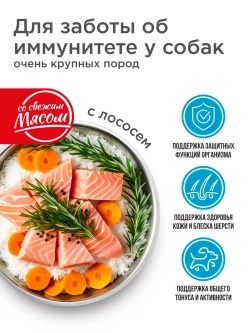 Корм для очень крупных собак, с лососем, 2,5 кг, иммунитет