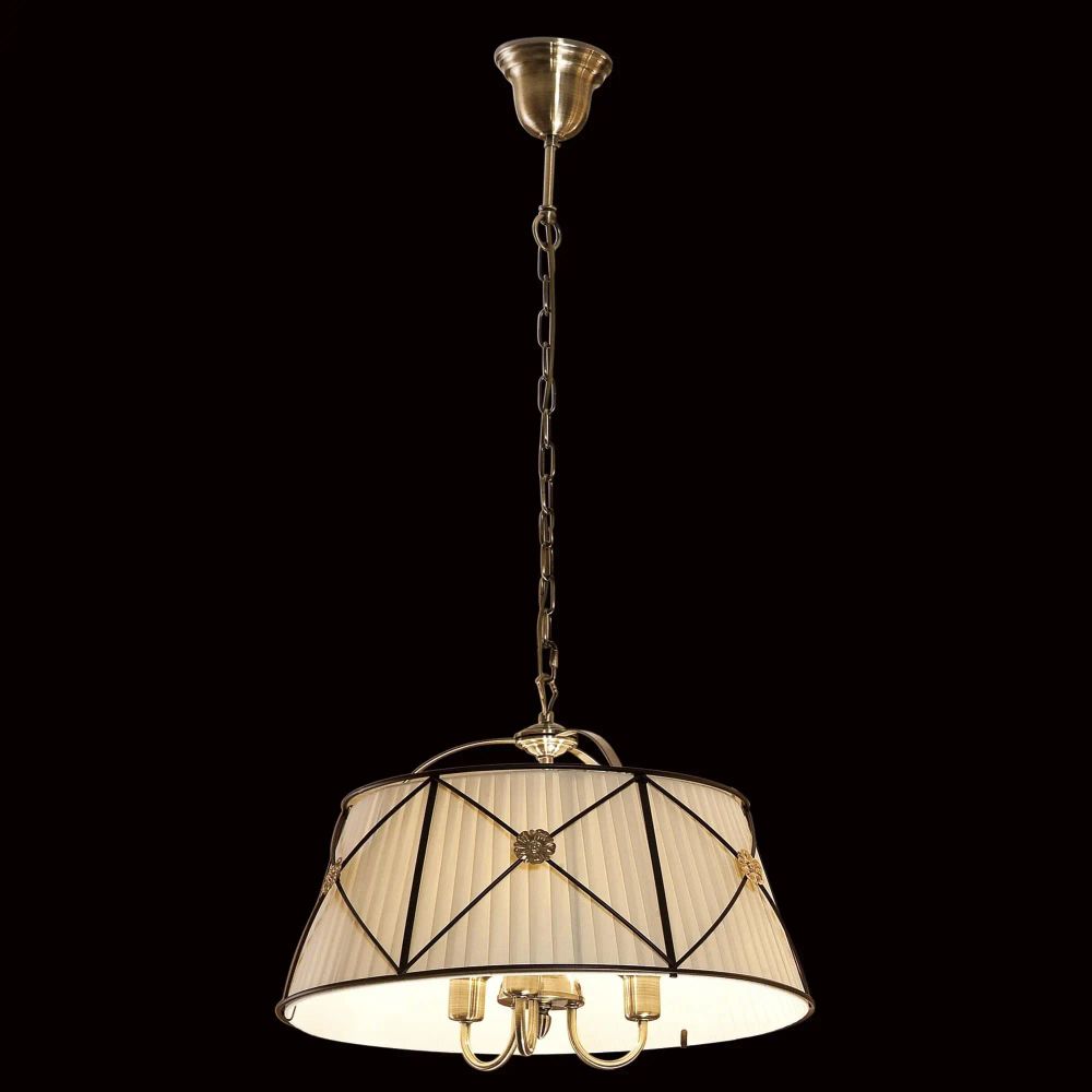 Citilux Дрезден CL409131 Люстра подвесная с бежевым абажуром Бронза