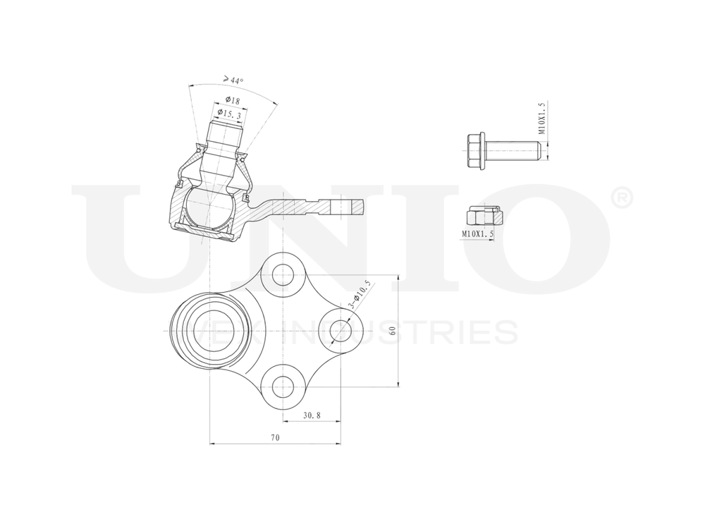 Опора шаровая передняя нижняя UNIO SSP-20067