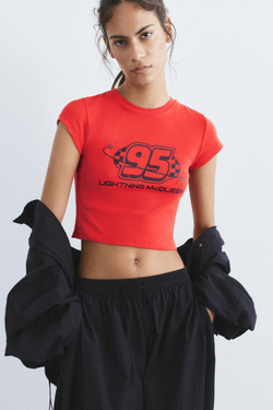 PULL&BEAR Футболка с принтом Cars, красный