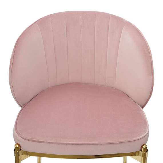 Барный стул Coral, 76 см, розовый велюр с золотыми ножками