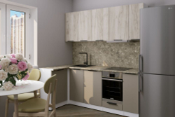 Кухонный гарнитур Герда Альба прайм 400 1100х2000 мм, каркас ЛДСП, фасад ЛДСП, Белый/Дуб браун/Мокко