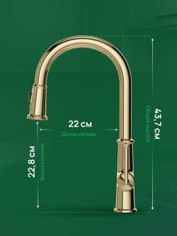 Смеситель для кухни Domaci Римини D569182CG золото