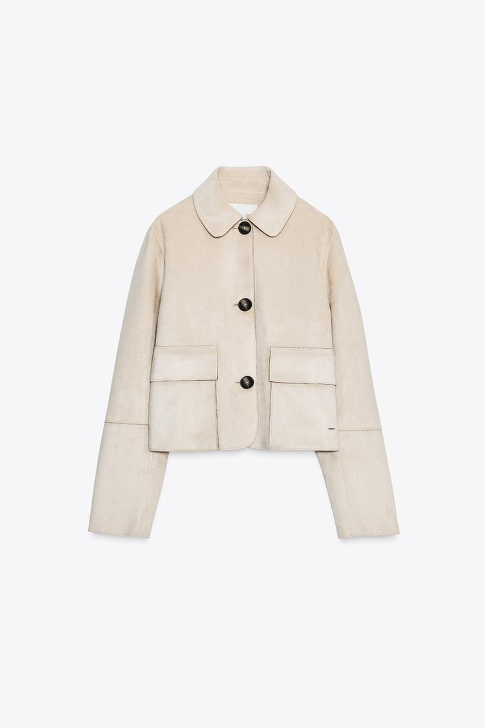 ZARA КОРОТКАЯ КУРТКА ИЗ ИСКУССТВЕННОЙ ЗАМШИ, ЭКРЮ