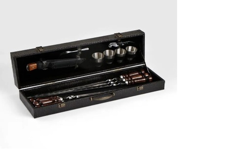 Набор шампуров в кейсе кож/зам СОКОЛ №26