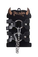 Черные кожаные оковы из двух ремешков (Цвет: черный)