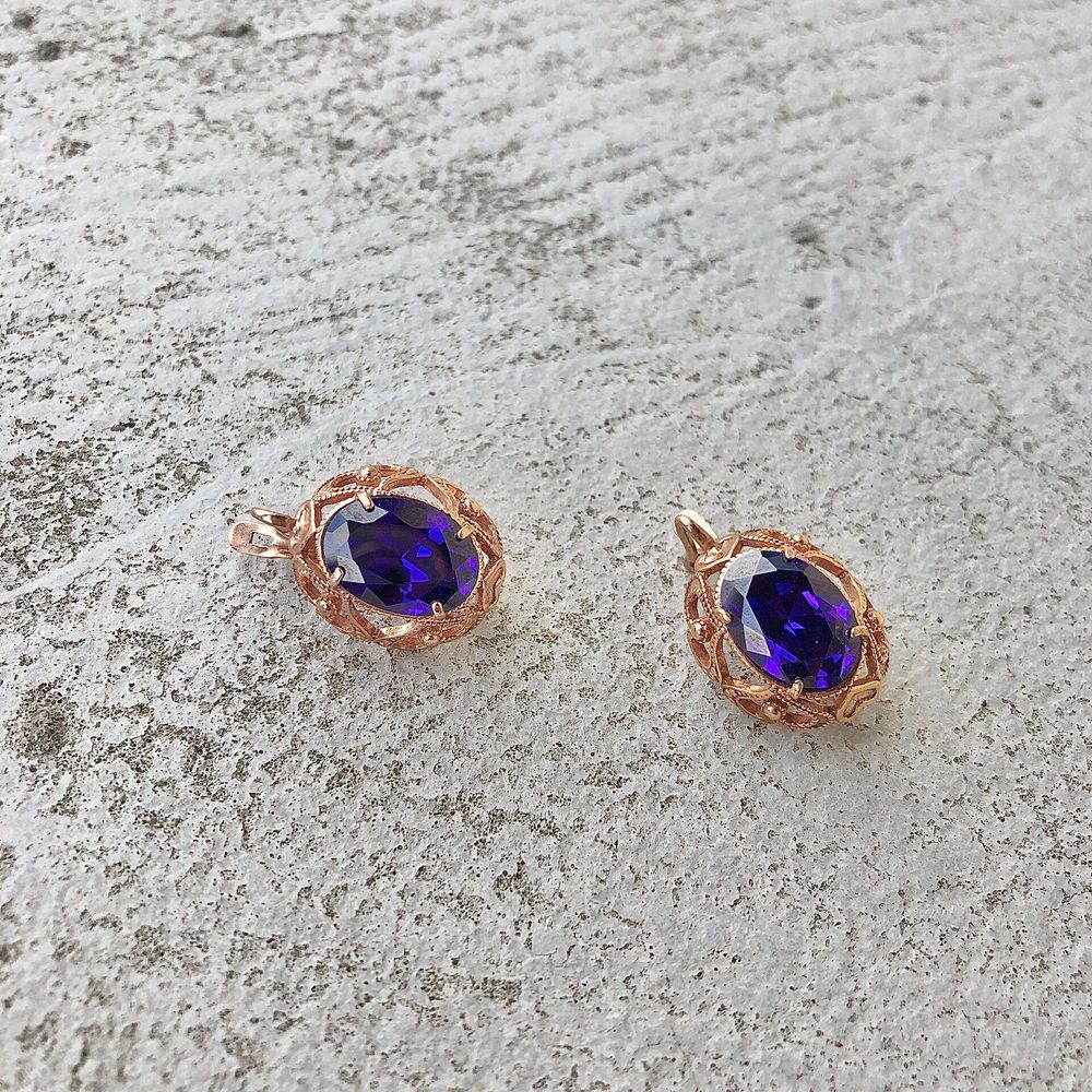 Серьги из латуни с кристаллом. Золочение. Английский замок.