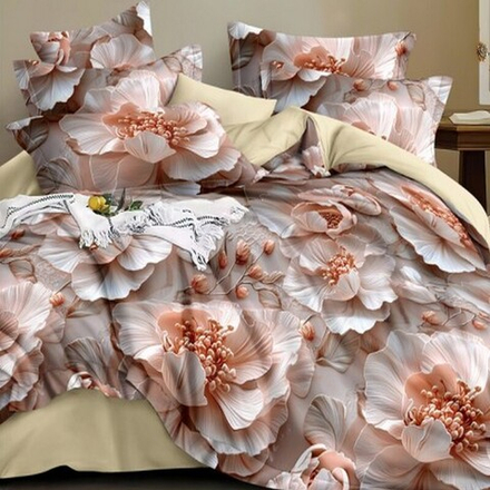 Комплект постельного белья "О. Цветы 7D", поплин, 100% хлопок, Россия.