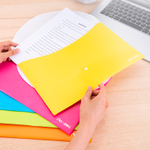 Папка-конверт на кнопке DELI "RIO", А4, 0,18 мм, с карманом, ассорти