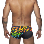 Черные мужские плавки с цветными листиками (Размер: XL) (Цвет: черный)