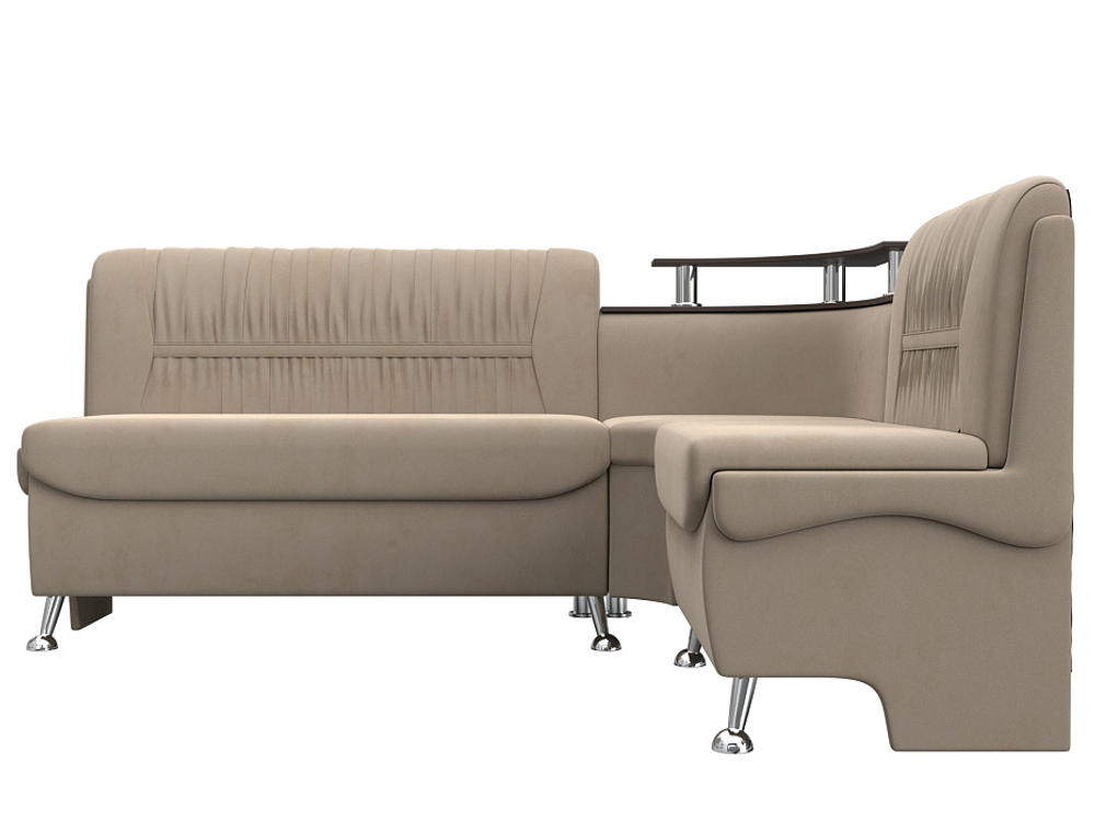 Диван кухонный угловой Сидней правый угол, Бежевый, Велюр, 126110