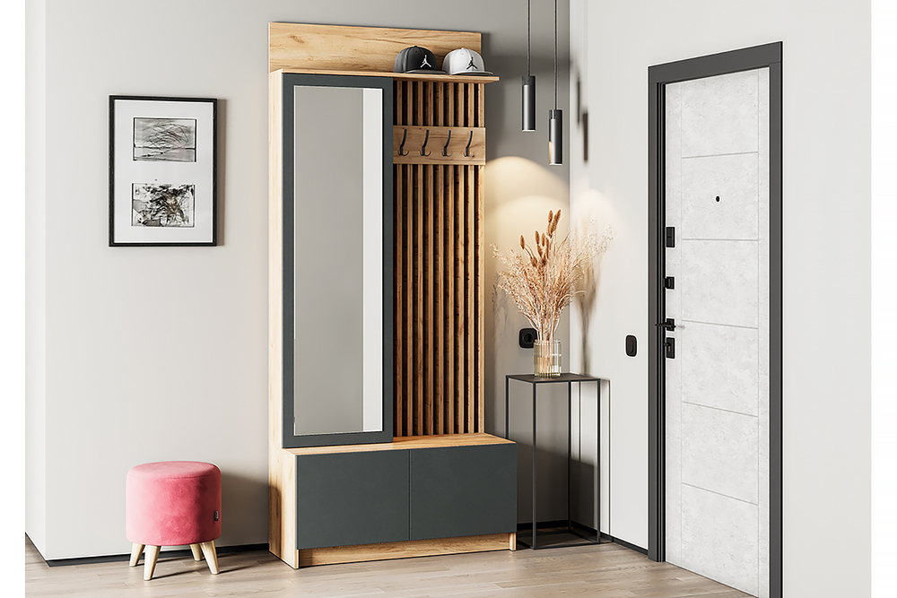 Вешалка Стоуби, дуб крафт/графит