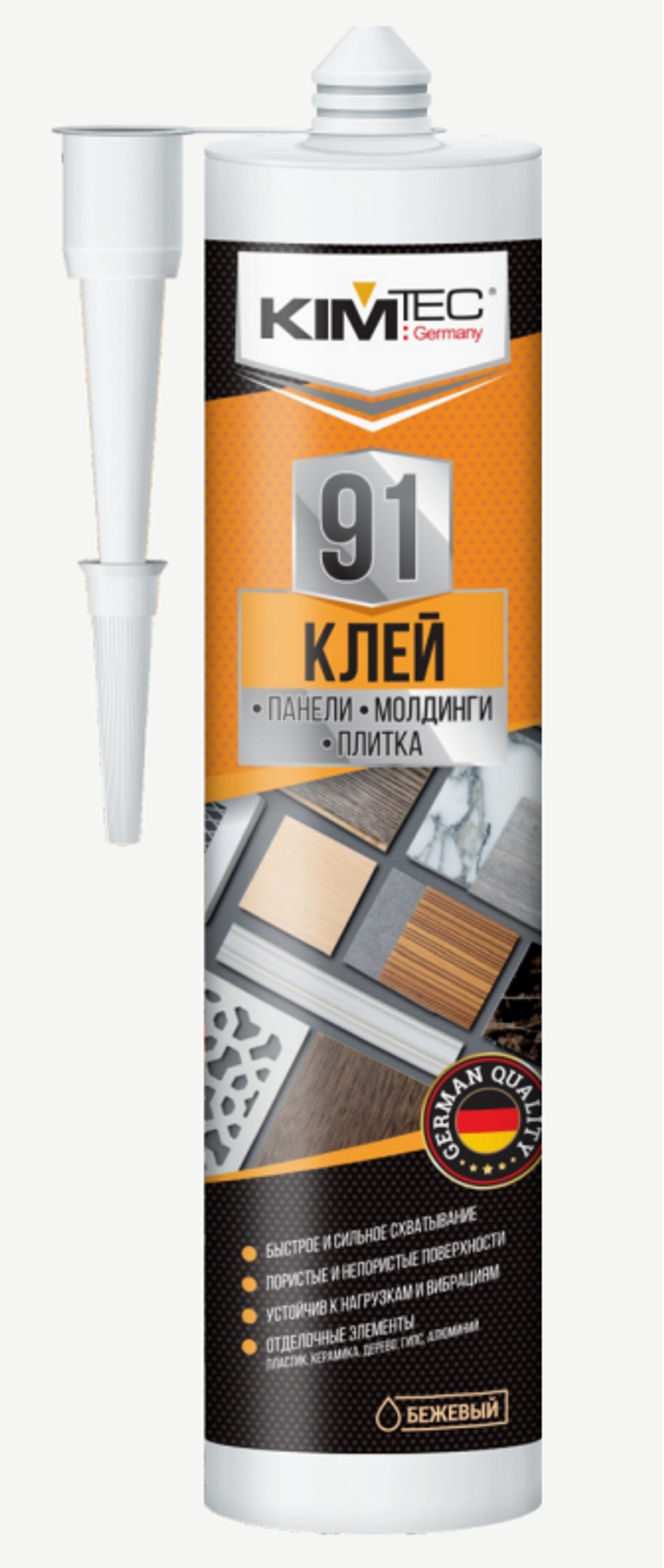 Клей вместо гвоздей KIM TEC 91, для отделочный элементов (280мл/12шт)
