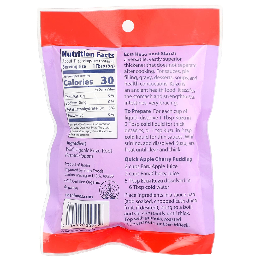 Eden Foods, Органический крахмал из корня кузу, 3,5 унции (100 г)
