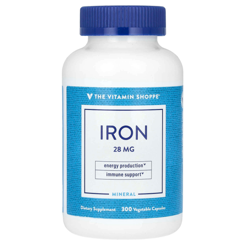 The Vitamin Shoppe, железо, 28 мг, 300 растительных капсул