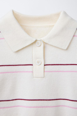 ZARA ТРИКОТАЖНЫЙ СВИТЕР С ВОРОТНИКОМ ПОЛО, ЭКРЮ