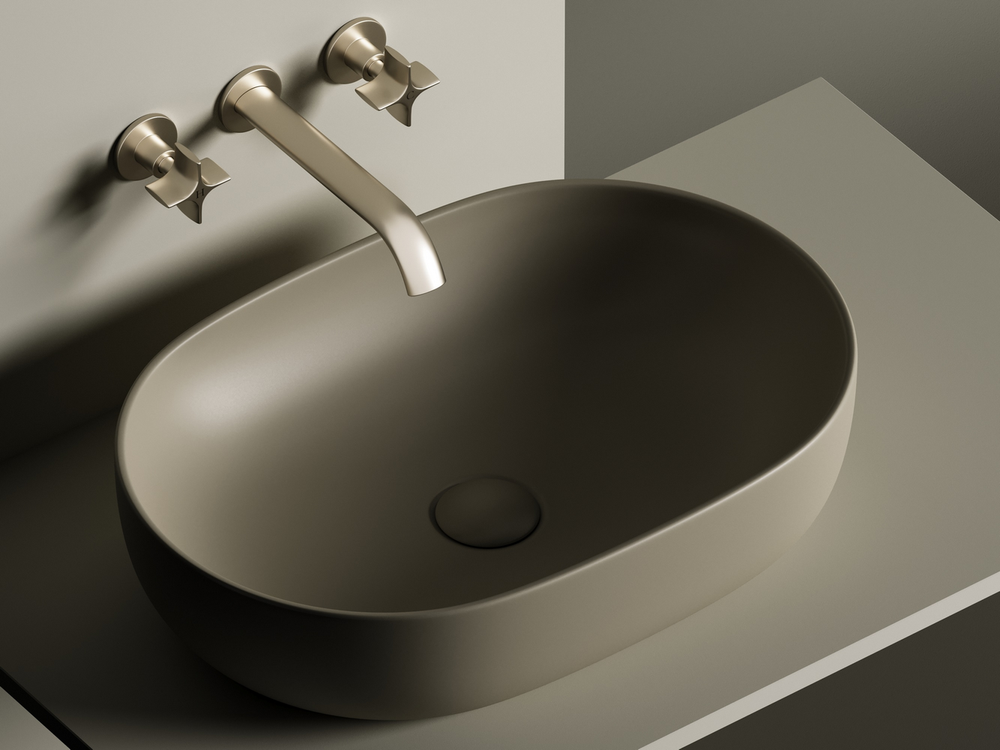 Умывальник чаша накладная овальная (цвет Капучино Матовый) Element 600x415x135мм