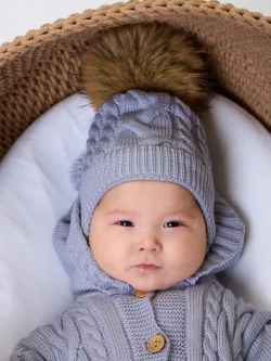 Вязаный конверт на выписку для новорожденного теплый