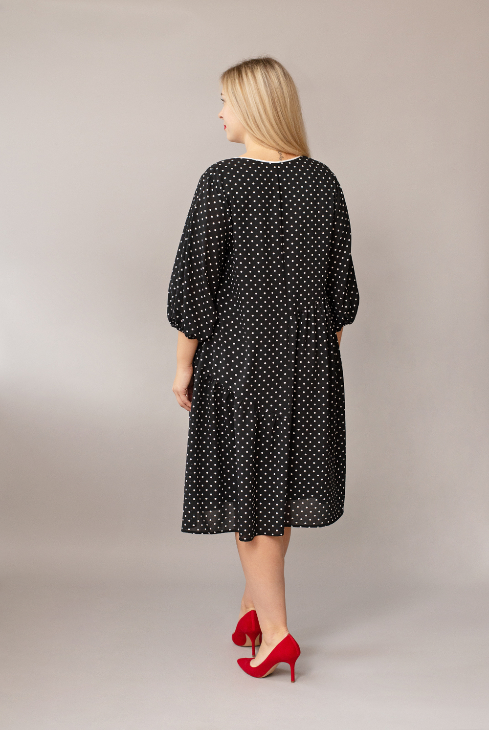 Платье женское 3271АПА, чер крупн горох #84ЧКГ053271АПА