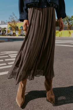 ZARA ЮБКА ГОДЕ С КРУЖЕВОМ, ТЕМНО-КОРИЧНЕВЫЙ