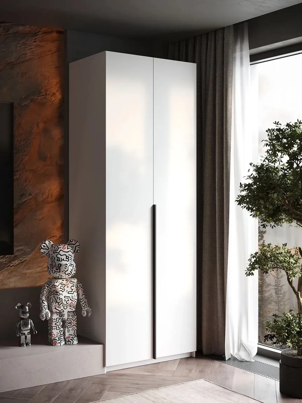 Шкаф Распашной Белый 81х220x52,5 SOHO