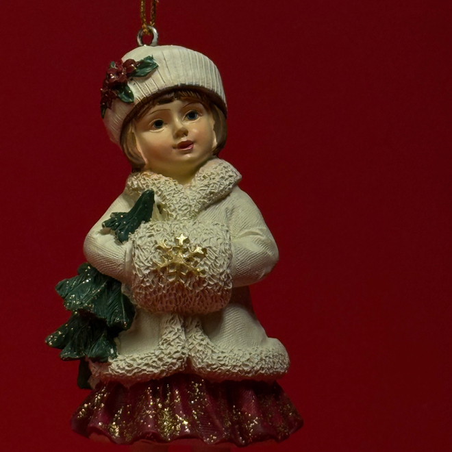 Украшение подвесное Девочка (полирезин), H11,5x5,5x4см, красный