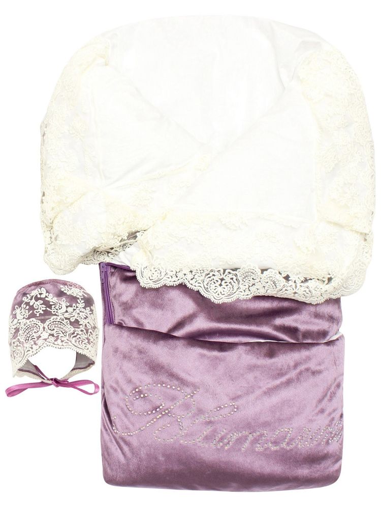 Зимний конверт-одеяло на выписку &quot;Блюмарим&quot; на молнии, цвет фиолетовый