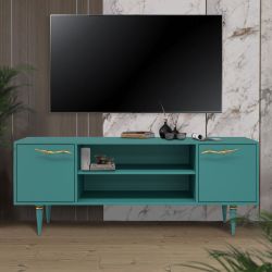 Тумба под ТВ Арт Колор matte 155см Классик Голд Пастельно-синий матовый