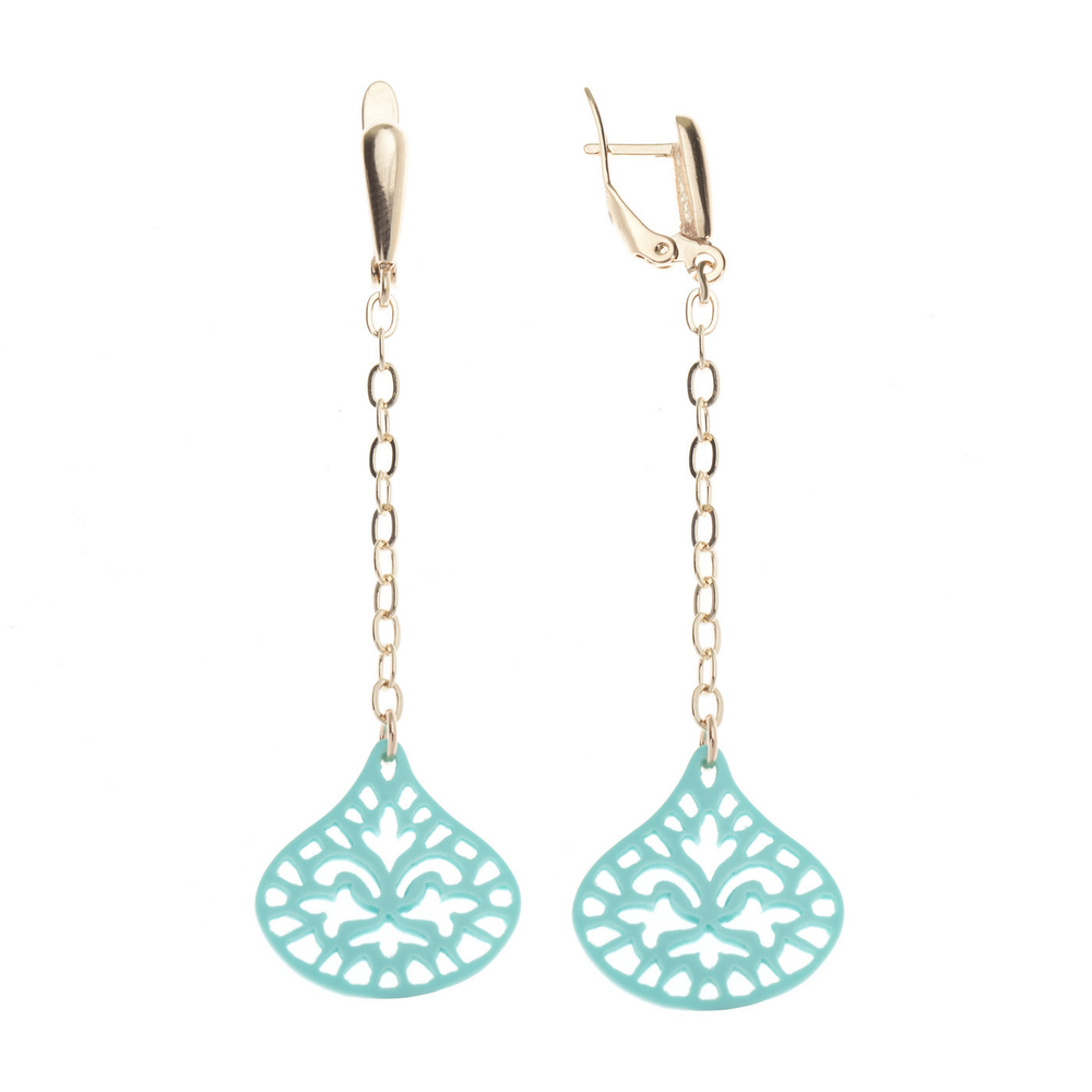 "Кармези" серьги в золотом покрытии из коллекции "Нюанс" от Jenavi  с английским замком