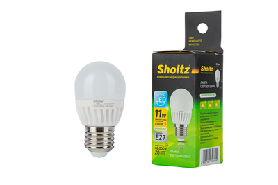 Светодиод. лампа Sholtz шар 11Вт E14 4000K 220В, керам LEB3050
