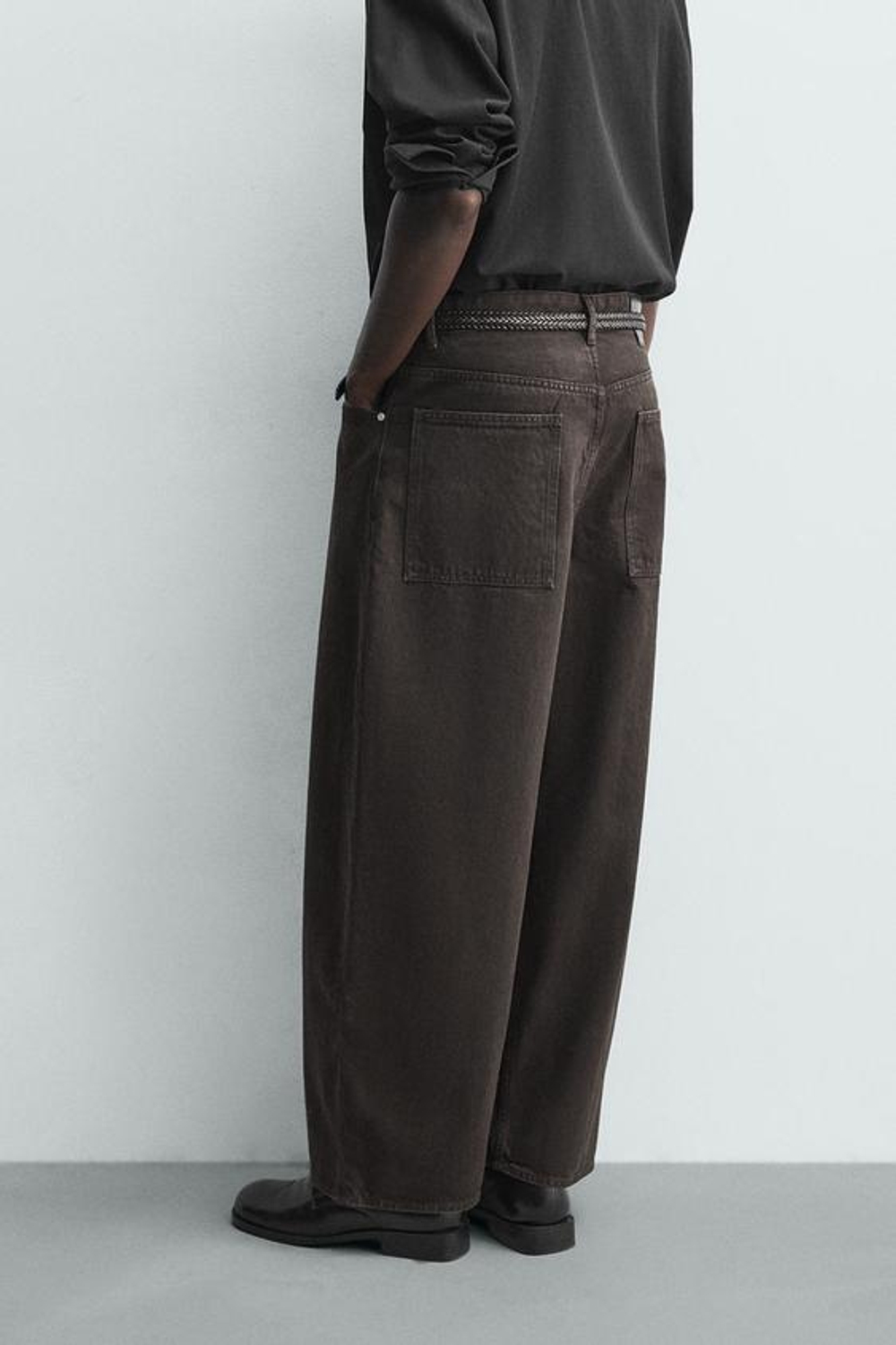 ZARA ДЖИНСЫ WIDE FIT, КОРИЧНЕВЫЙ