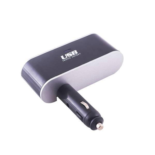 Прикуриватель 3 гнезда 12 В USB 2 А предохранитель 5 А черный Skyway
