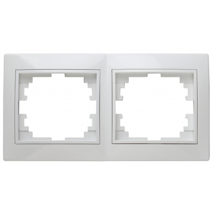 Рамка для розеток и выключателей Intro Plano 1-502-01 на 2 поста горизонтальная, СУ, белый
