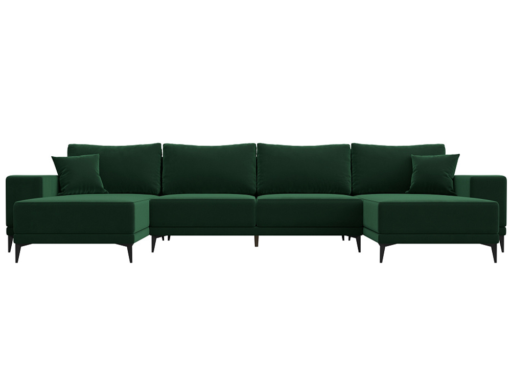 Диван П-образный Льюес, Зеленый, Велюр, 122411