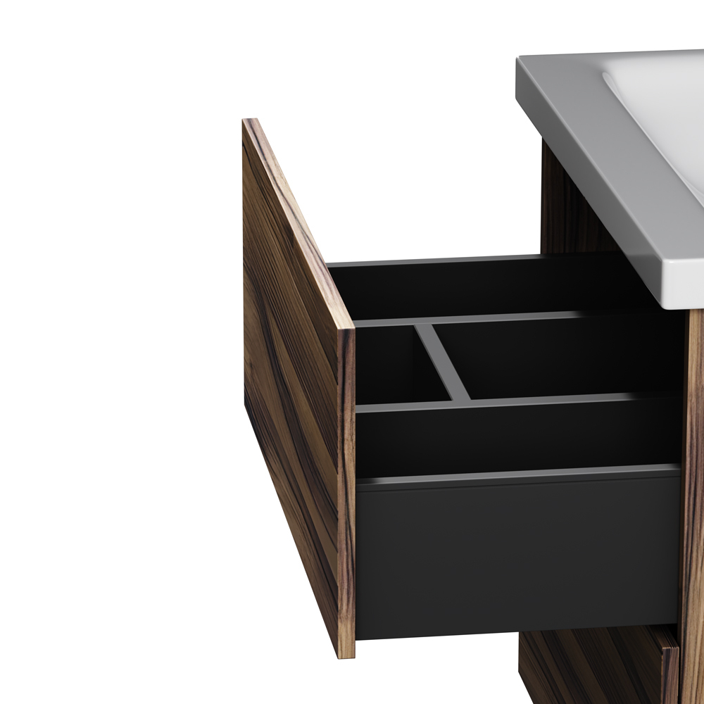 База под раковину, подвесная, 60 см, 2 ящика, орех