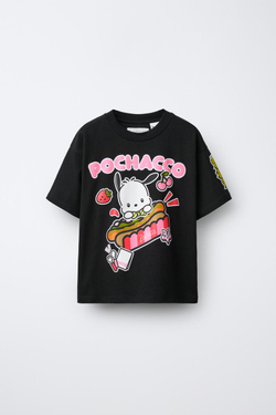 ZARA ФУТБОЛКА POCHACCO AND HIS FRIENDS © SANRIO, ЧЕРНЫЙ