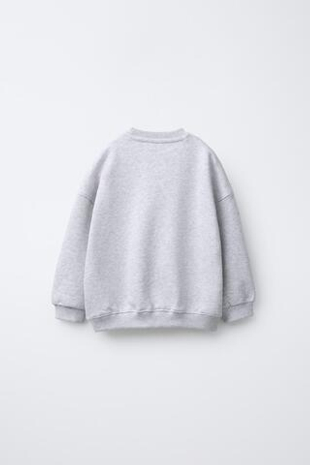 ZARA БАЗОВАЯ ТОЛСТОВКА С НАДПИСЬЮ, СЕРЫЙ МЕЛАНЖ