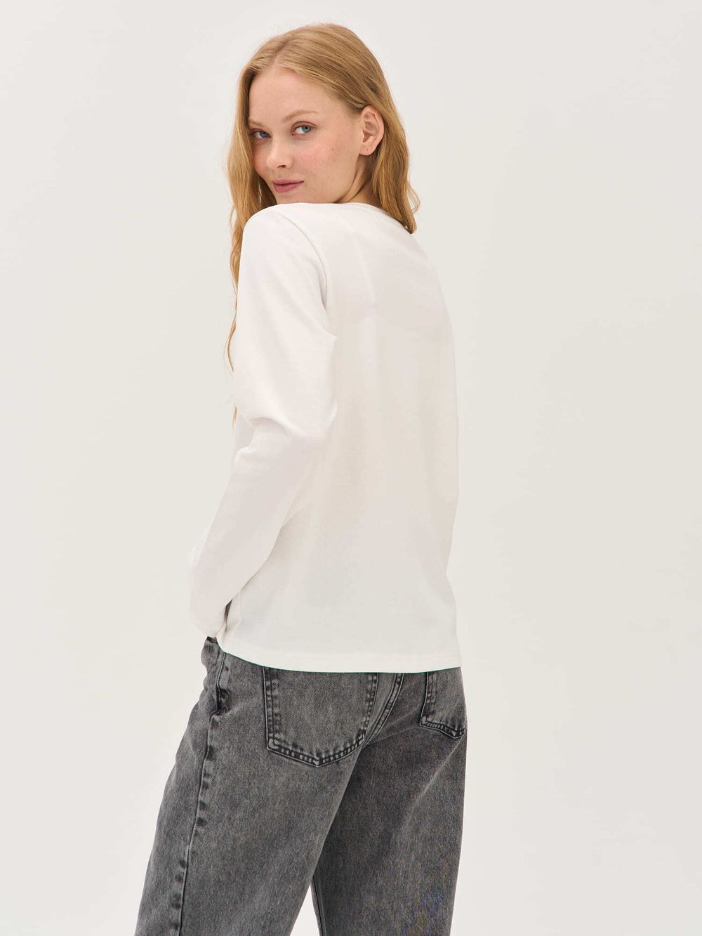 Лонгслив из 100% хлопка "Молоко" женский