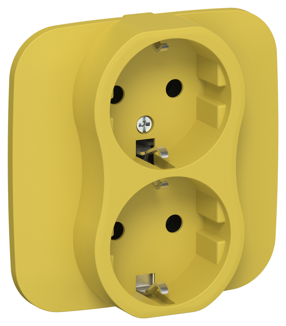 FLITE Розетка 2-местная с заземлением без защитных шторок 16А РС12-0-А-ФлЖК желтый карри IEK