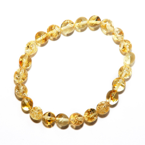 Браслет из янтаря натурального на руку, бусины 7-8 мм. Браслет мятый шар из натуральных камней из Калининграда