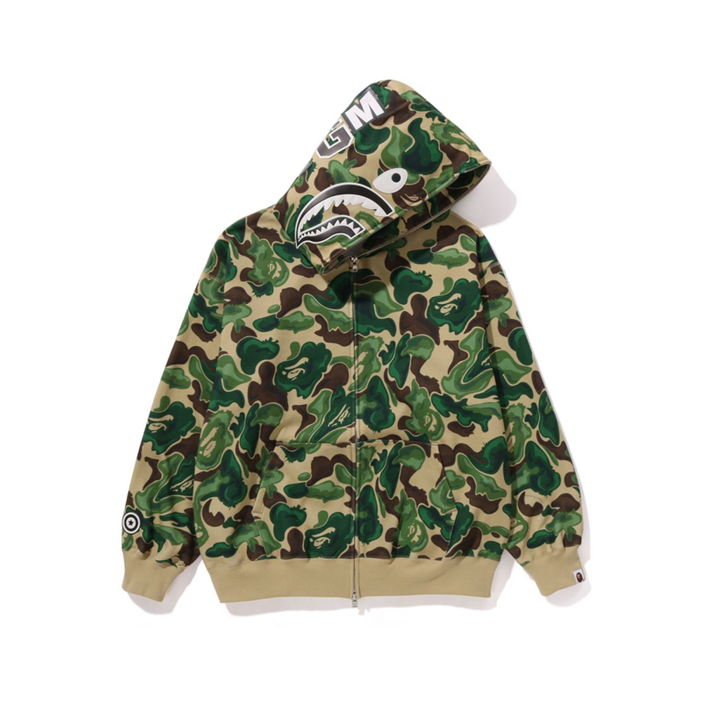 A Bathing Ape Bathing Ape Fw23 Art Camo Shark Zip Front Худи зеленый