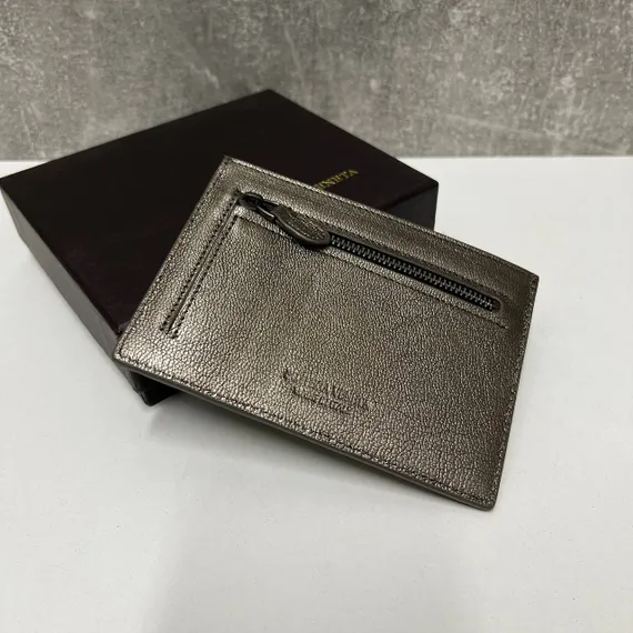 Кожаный картхолдер Bottega Veneta черный