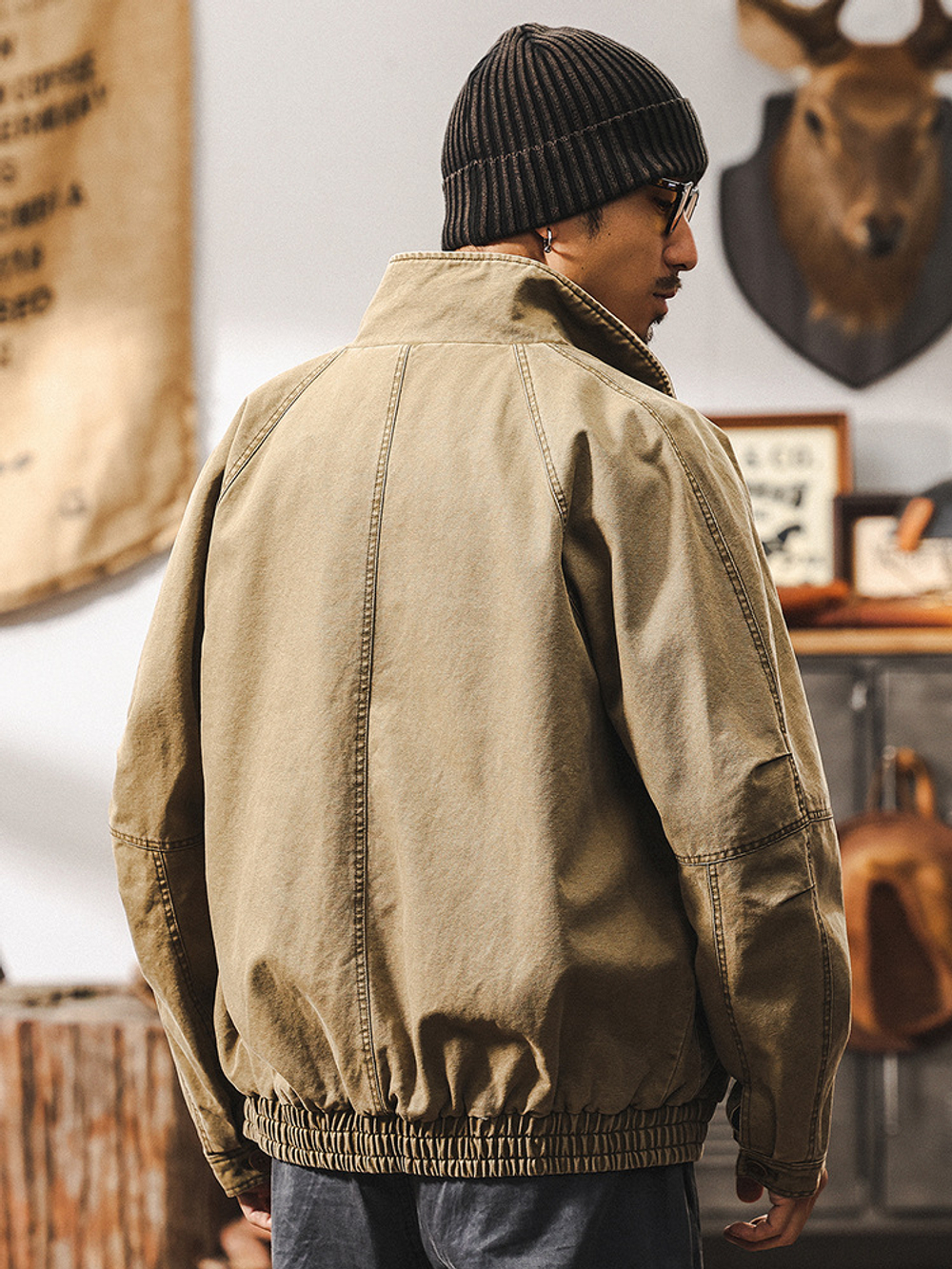 Мужская куртка из натурального хлопка с эластичной резинкой по нижнему краю — стильный выбор в Detroit-стиле!