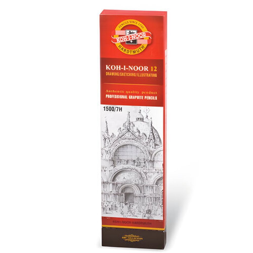 Карандаш чернографит. KOH-I-NOOR 1500 7Н заточенный шестигранный